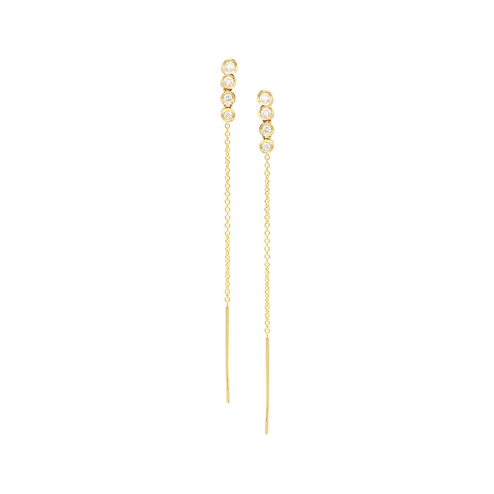 14 Karat Yellow Gold Threader Diamond earrings