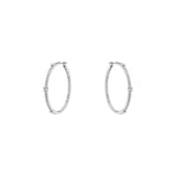 14 Karat White Gold Medium Hoop Earrings With Diamonds