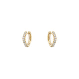 14 Karat Yellow Gold Square Diamond Huggie Earrings