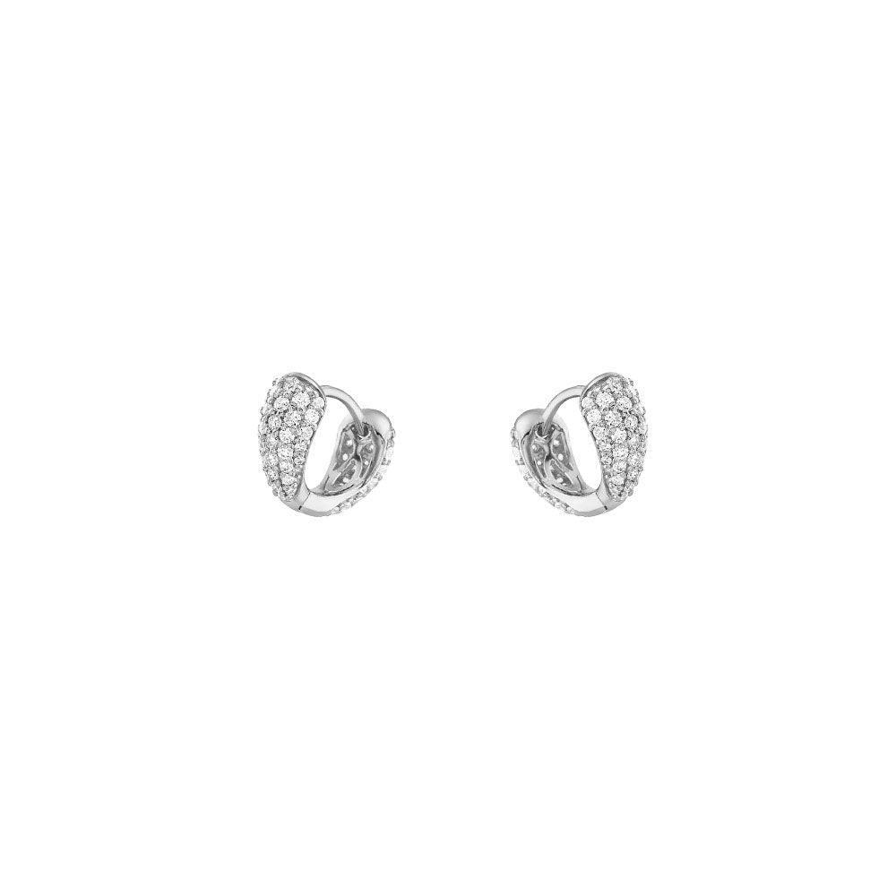 18 Karat White Gold Mini Pave Diamond Huggy Earrings