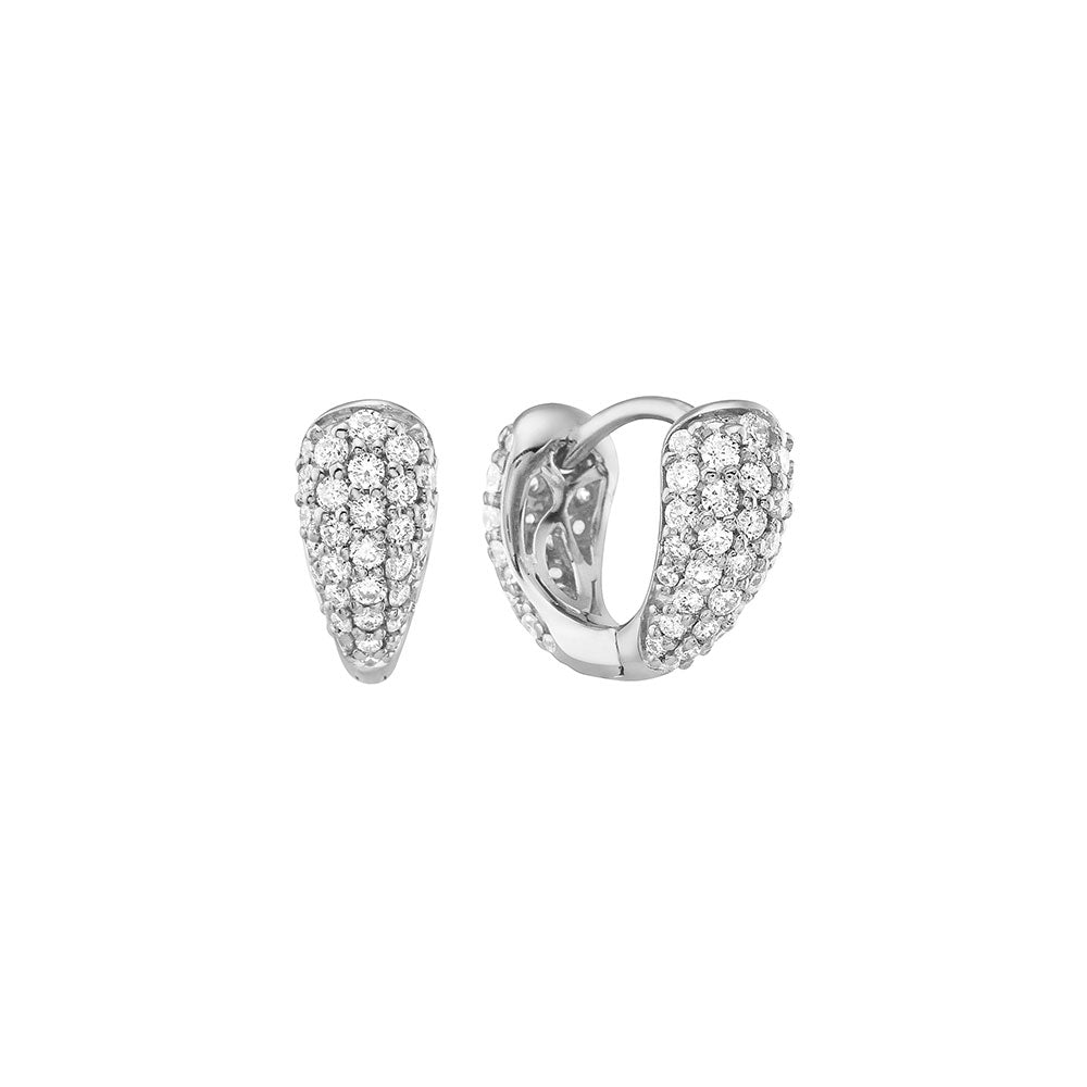 18 Karat White Gold Mini Pave Diamond Huggy Earrings