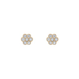 14 Karat Yellow Gold Flower Stud Diamond earrings