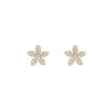 14 Karat Yellow Gold Flower Earrings With Diamonds