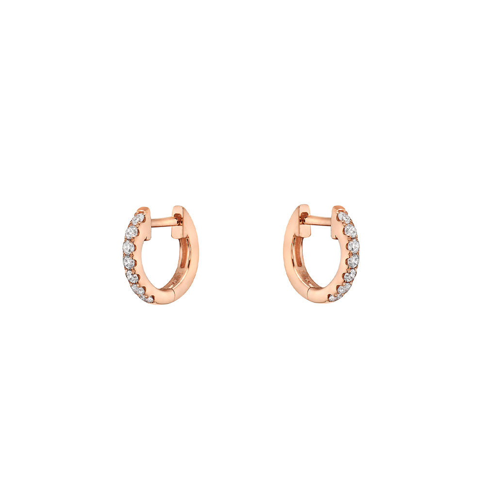 14 Karat Rosé Gold Micro huggy earrings with diamonds