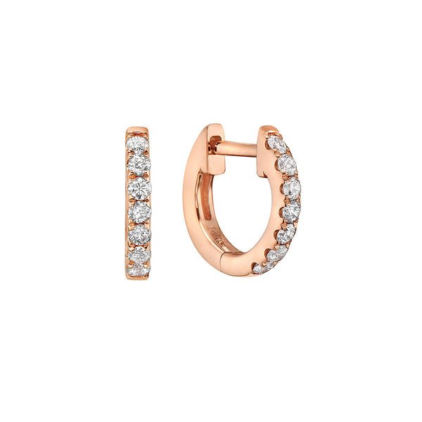 14 Karat Rosé Gold Micro huggy earrings with diamonds