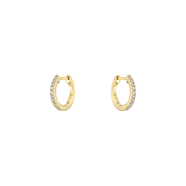 14 Karat Yellow Gold Diamond Huggie Earrings