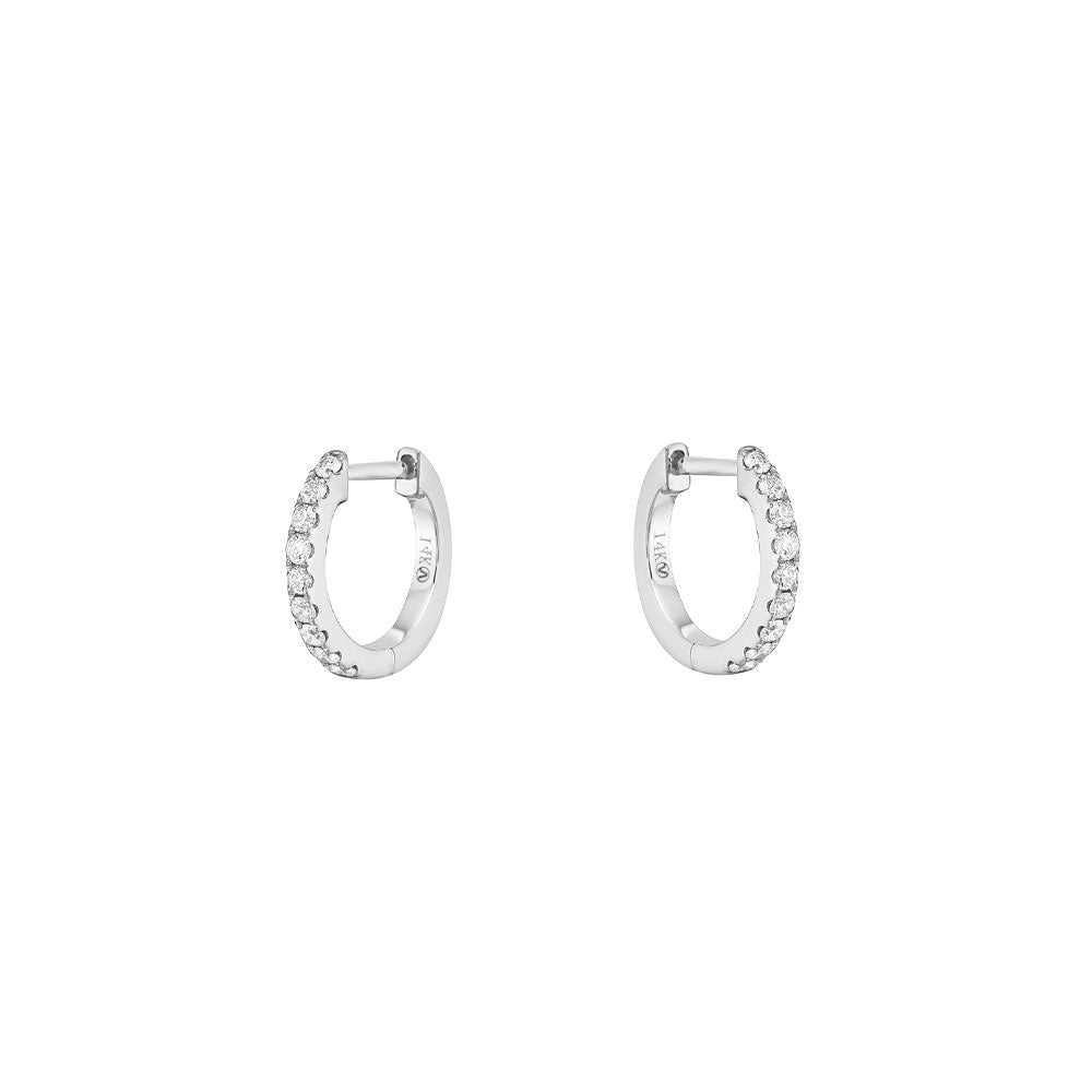 14 Karat White Gold Huggy earrings with diamonds