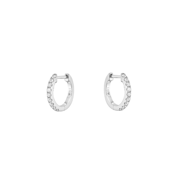 14 Karat White Gold Huggy earrings with diamonds