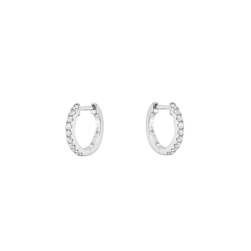 14 Karat White Gold Huggy earrings with diamonds