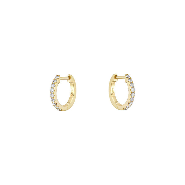 14 Karat Yellow Gold Diamond Huggie Earrings