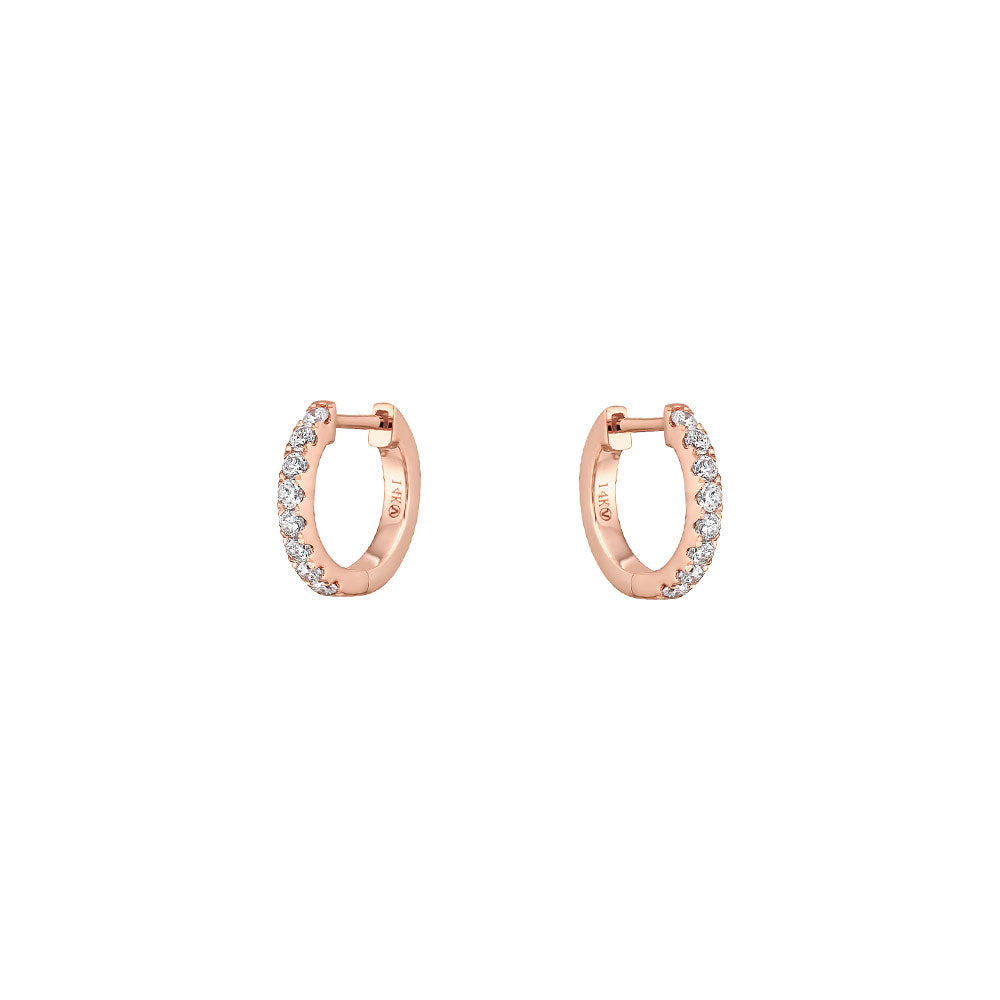 14 Karat Rose Gold Diamond Huggie Earrings