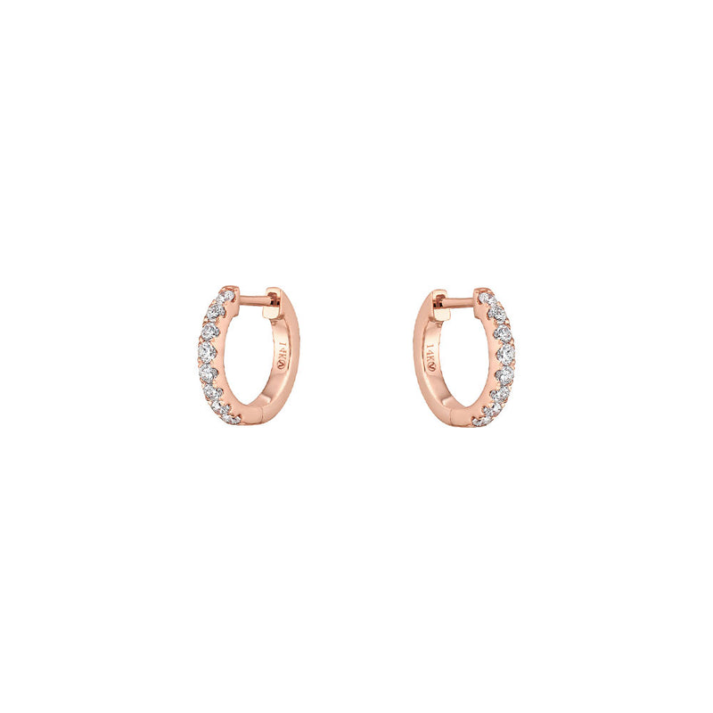 14 Karat Rose Gold Diamond Huggie Earrings