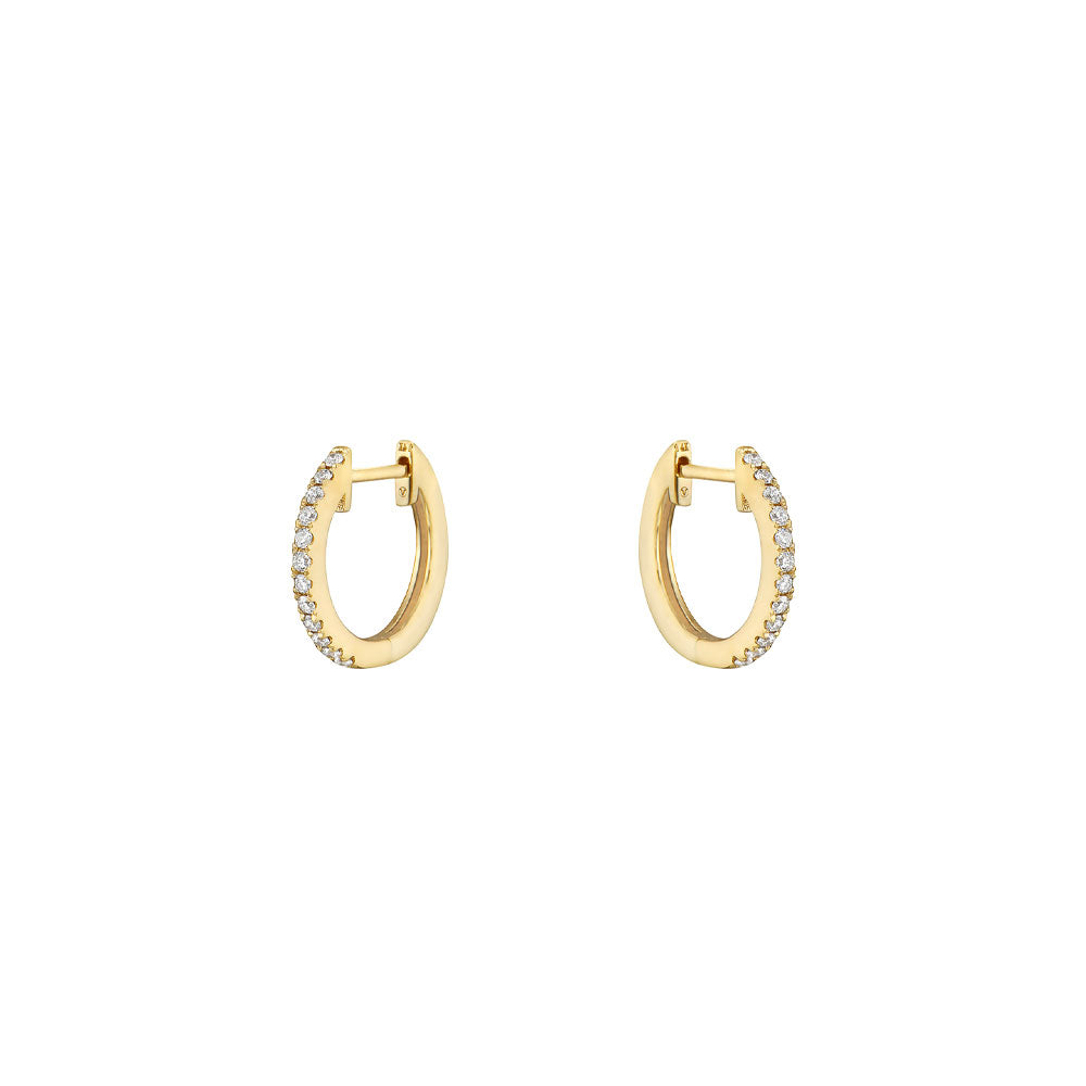 14 Karat Yellow Gold Huggy earrings with diamonds