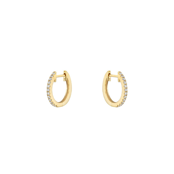 14 Karat Yellow Gold Huggy earrings with diamonds