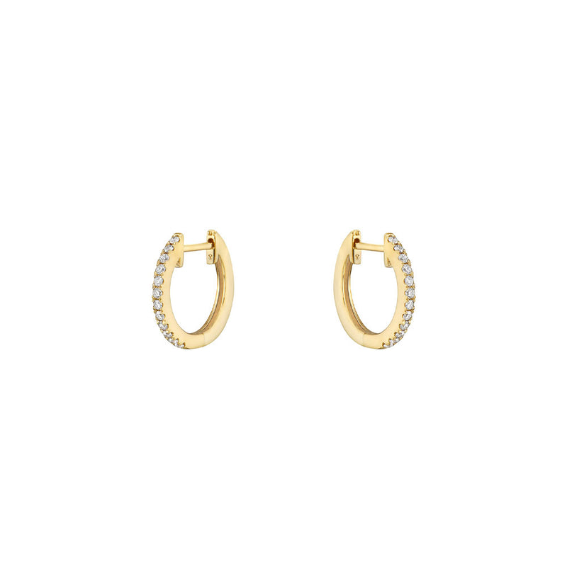 14 Karat Yellow Gold Huggy earrings with diamonds