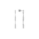 14 Karat White Gold Bar Drop Earrings With Diamonds
