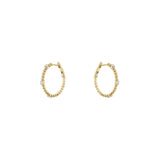14 Karat Yellow Gold Medium Hoop Earrings With Diamonds
