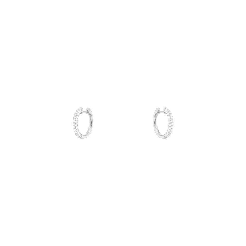 18 Karat White Gold pave diamond hoops