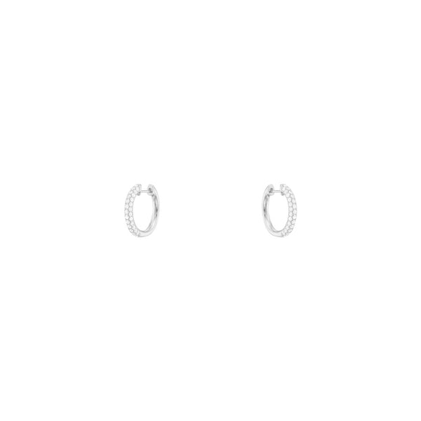 18 Karat White Gold pave diamond hoops