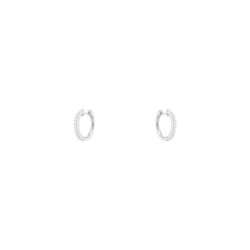 18 Karat White Gold pave diamond hoops