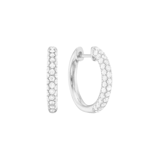 18 Karat White Gold pave diamond hoops