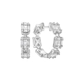 14 Karat White Gold Small Baguette Illusion Earrings With Diamonds