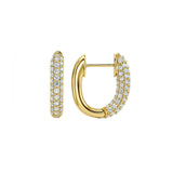 14 Karat Yellow Gold Pave Huggie Earrings With Diamonds