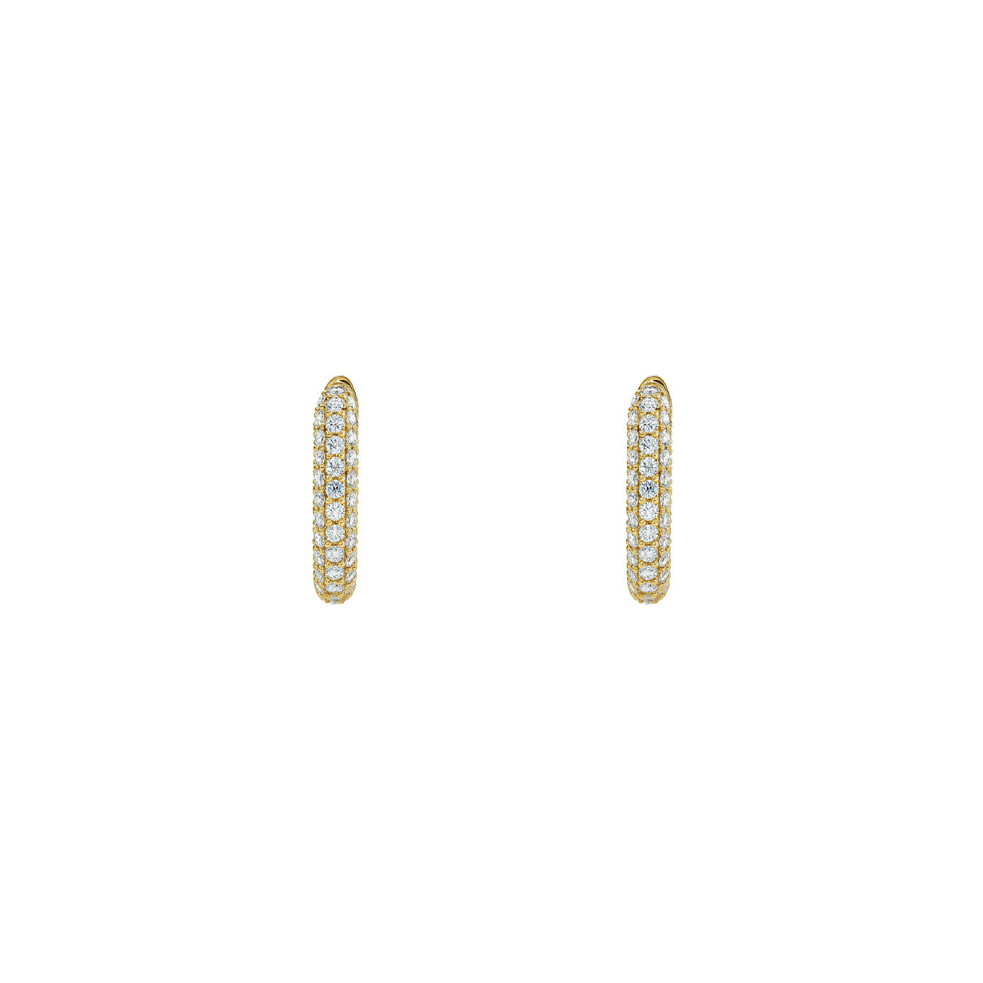 14 Karat Yellow Gold Pave Huggie Earrings With Diamonds