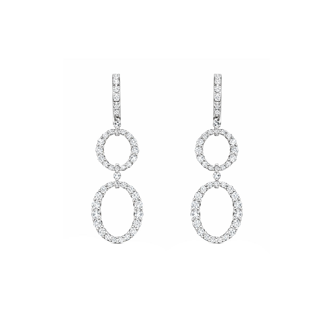 14 Karat White Gold Drop Earrings With Diamonds
