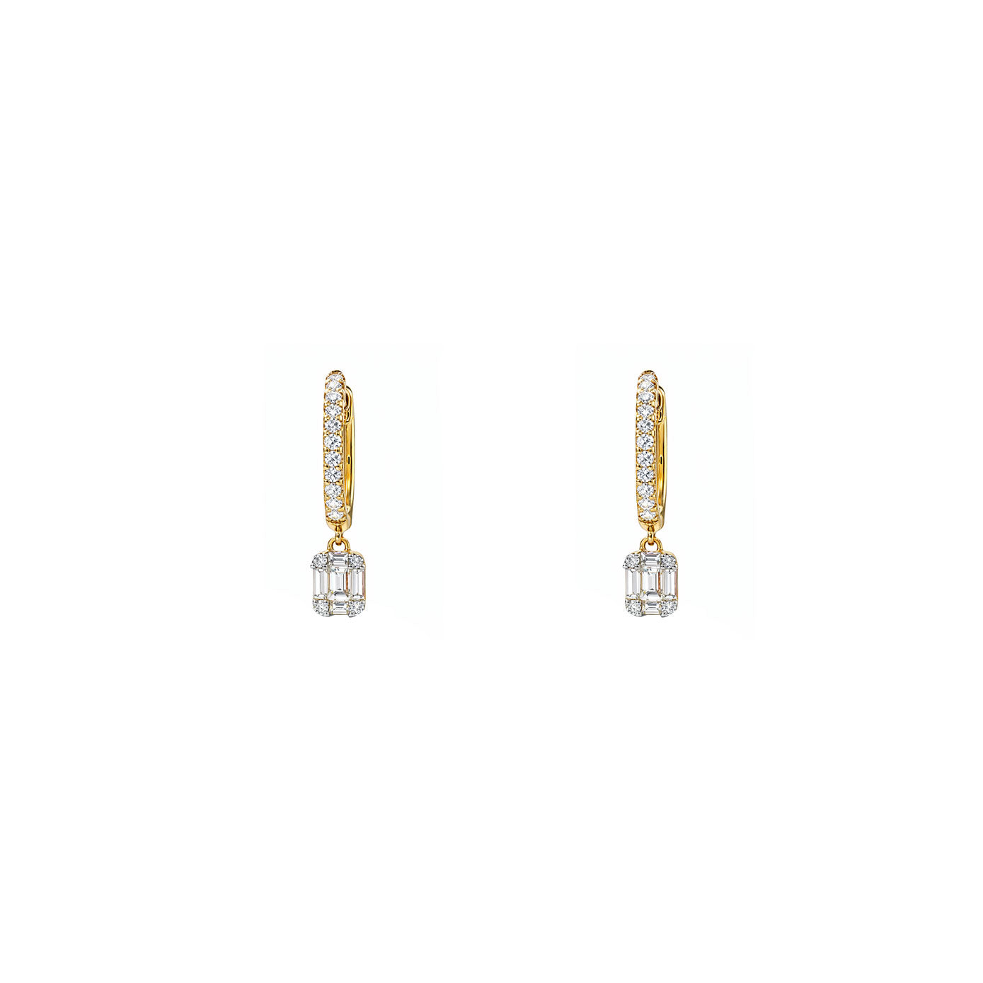 14 Karat Yellow Gold Drop Earrings With Diamonds