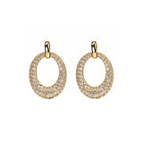 14 Karat Yellow Gold Open Disc Earrings With Diamonds
