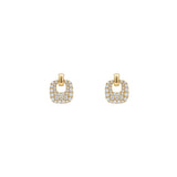 14 Karat Yellow Pave Button Earring With Diamonds