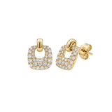 14 Karat Yellow Pave Button Earring With Diamonds