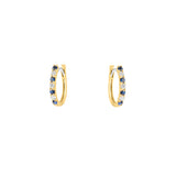 14 Karat Yellow Gold Huggy Earrings with Blue Sapphires and Diamonds