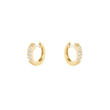 14 Karat yellow Gold Huggies with Flush Set Diamonds