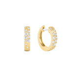 14 Karat yellow Gold Huggies with Flush Set Diamonds