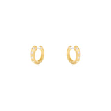 4 Karat Yellow Gold With Huggie earrings with flush set diamonds