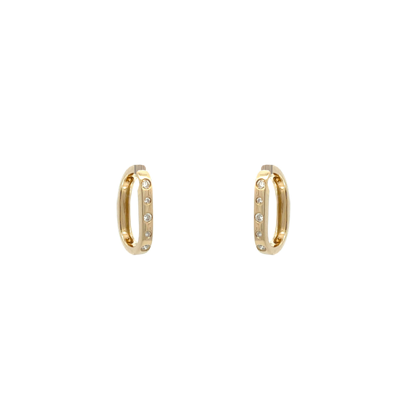 14 Karat Yellow Gold Rectangular hoop with diamonds