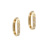 14 Karat Yellow Gold Rectangular hoop with diamonds