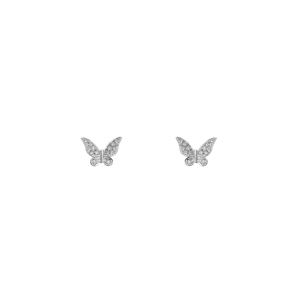 14 Karat White Gold Butterfly Diamond Stud Earrings