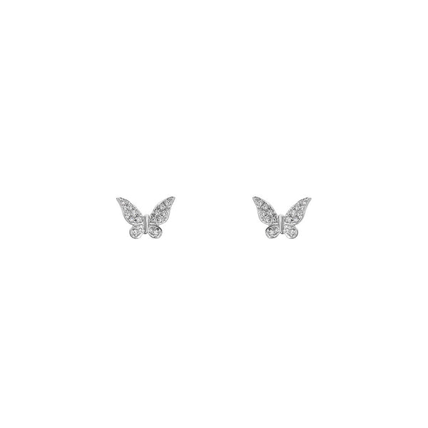 14 Karat White Gold Butterfly Diamond Stud Earrings