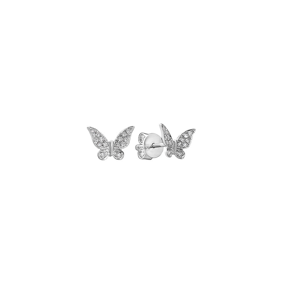 14 Karat White Gold Butterfly Diamond Stud Earrings