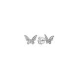 14 Karat White Gold Butterfly Diamond Stud Earrings