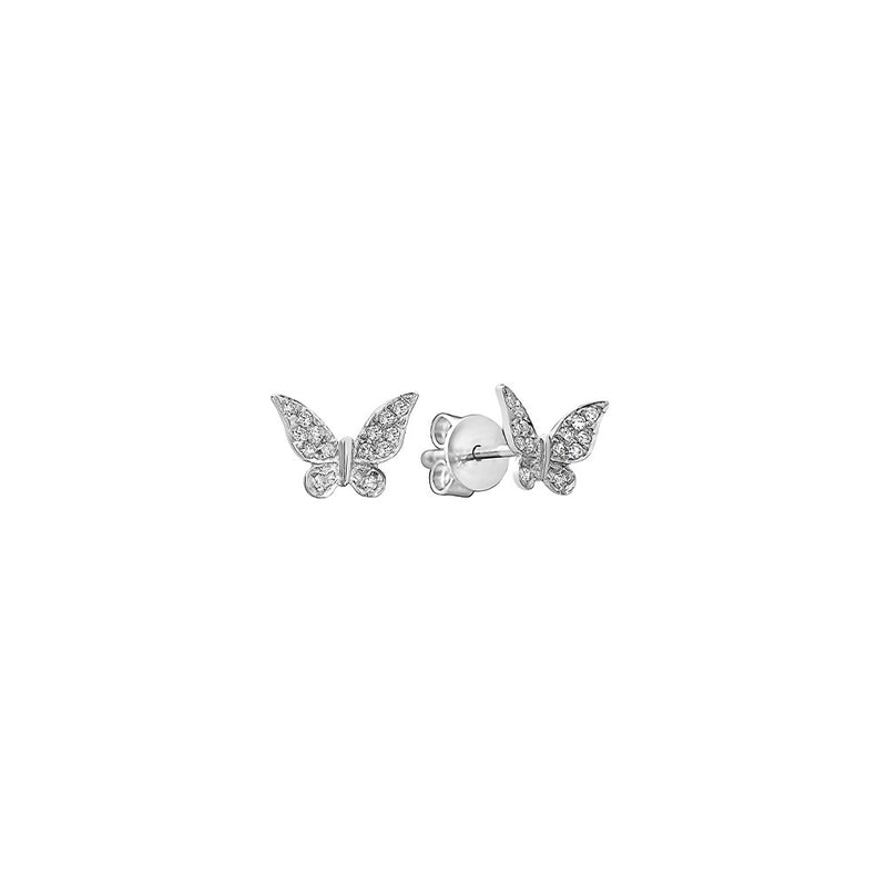 14 Karat White Gold Butterfly Diamond Stud Earrings