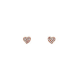 14 Karat Rosé Gold Diamond Heart Stud Earrings