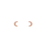 14 Karat Rosé Gold Crescent Moon Stud Earrings with Diamonds