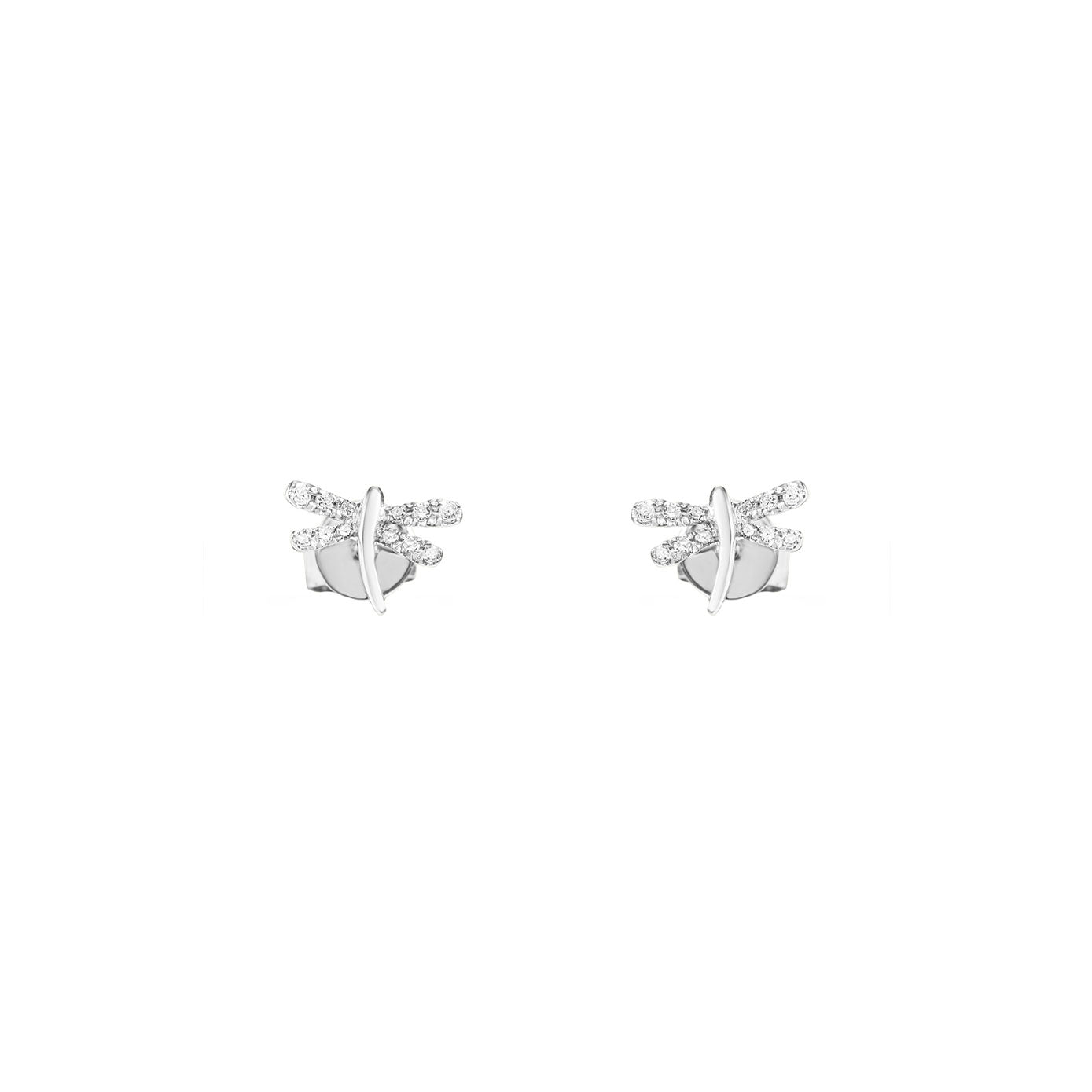 14 Karat White Gold Dragonfly Stud Earrings with Diamonds
