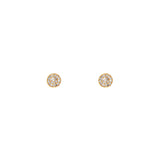 14 Karat Yellow Gold Disc Stud earrings with Diamonds