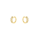 14 Karat Yellow Gold Curb Huggie Earrings Diamonds