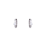 14 Karat White MatteGold Huggy Earrings with Bezel Set Diamond